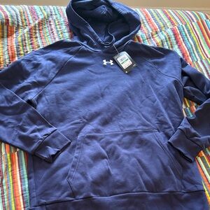 Under Armour Men's Navy Blue Pullover Hoodie large new tags embroidered